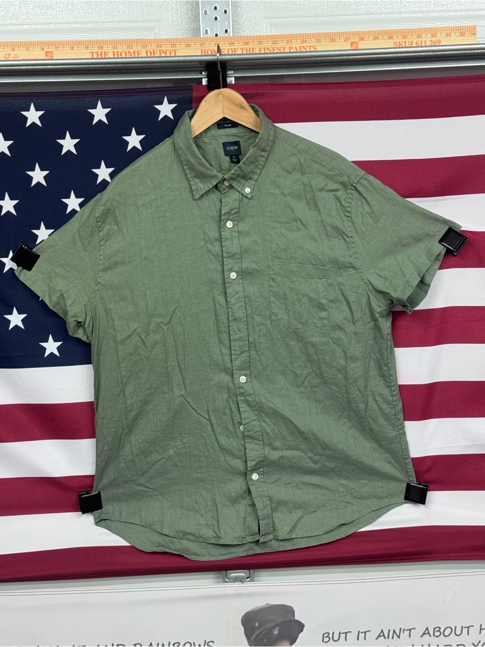 J. Crew Men's Short-Sleeve Button-Down Shirt in Olive